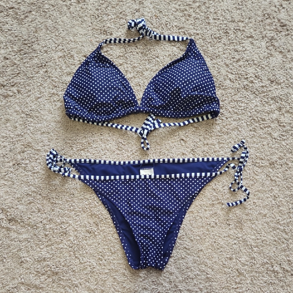 Navy Polka Dot Bikini Set
